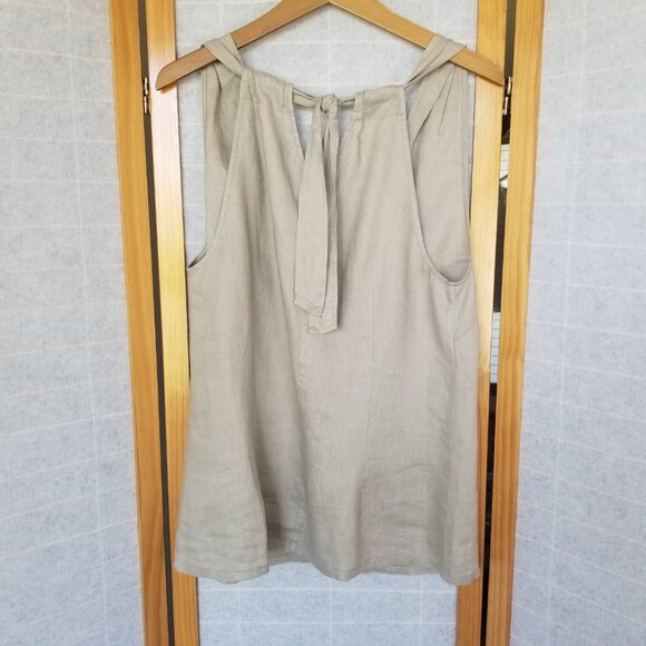 Tommy Bahama Madre 100% Linen Halter Top Size Medium Khaki EUC - Picture 3 of 7